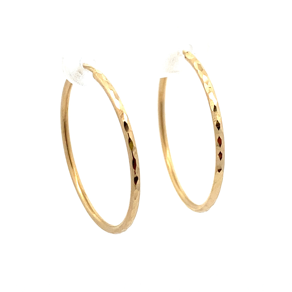 Žluté zlato náušnice kruhy broušné 28mm